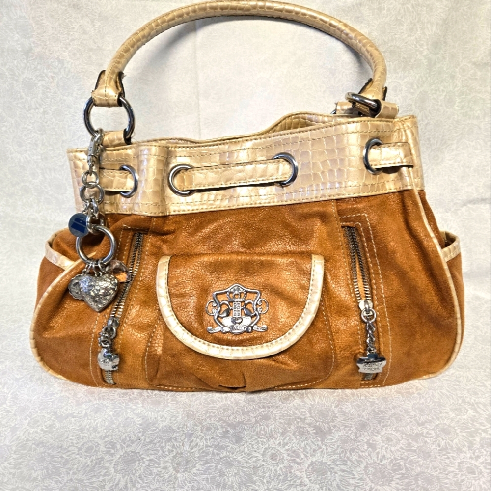 Kathy Van Zeeland Brown and Gold Shoulder Bag